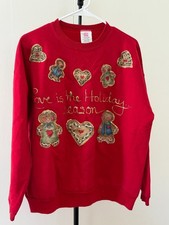 Vintage Hanes Her Way Ugly Christmas Sweatshirt Gingerbread Holiday XL