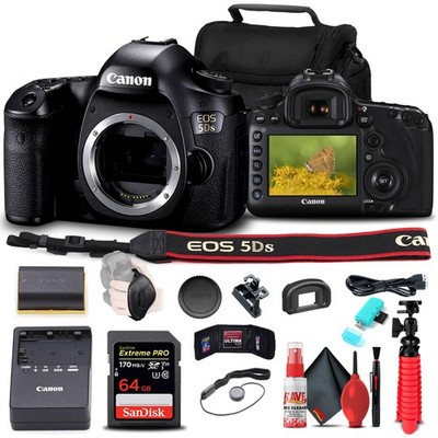 Canon EOS 5DS DSLR Camera (Body) (0581C002) + 64GB Memory Card + More Bundle