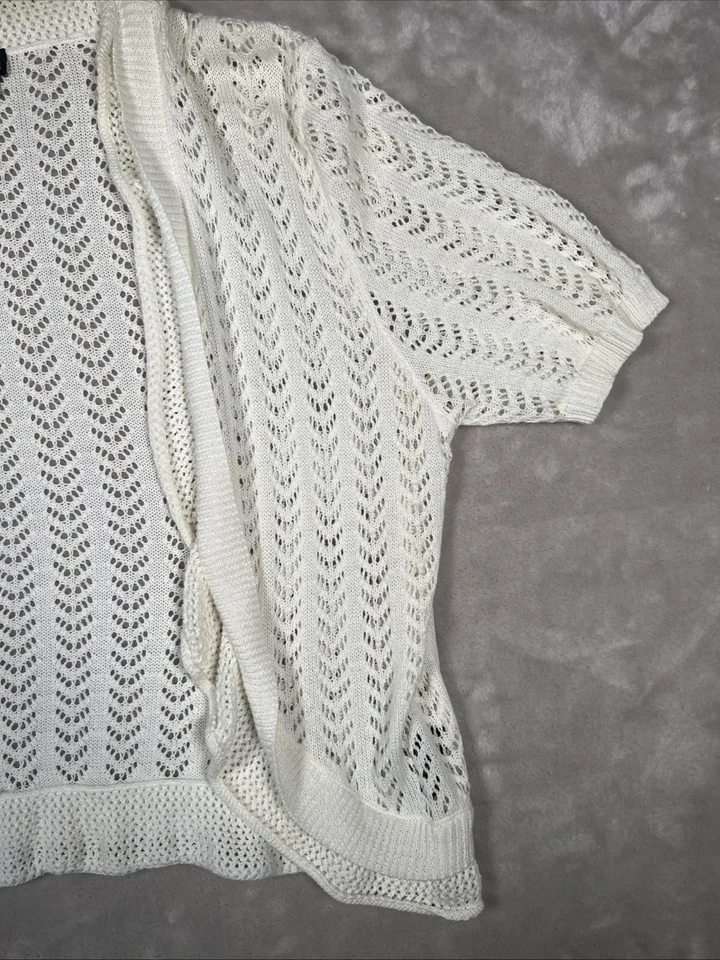 Suéter Rafaella Mujer Grande Mezcla de Lana Crema Marfil Frente Abierto Cárdigan Acogedor Foto 3 de 4