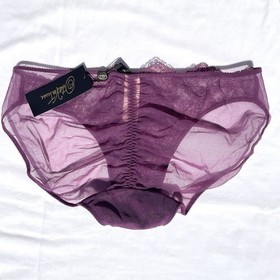 Dita Von Teese 3 Piece Lingerie Set Amethyst Lurex Lace Bra 34DD Bikini M Garter