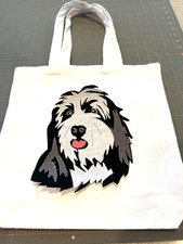 Adorable Artisan Crafted Appliqu  Dog Tote Bag   Customizable Canvas Bag Color