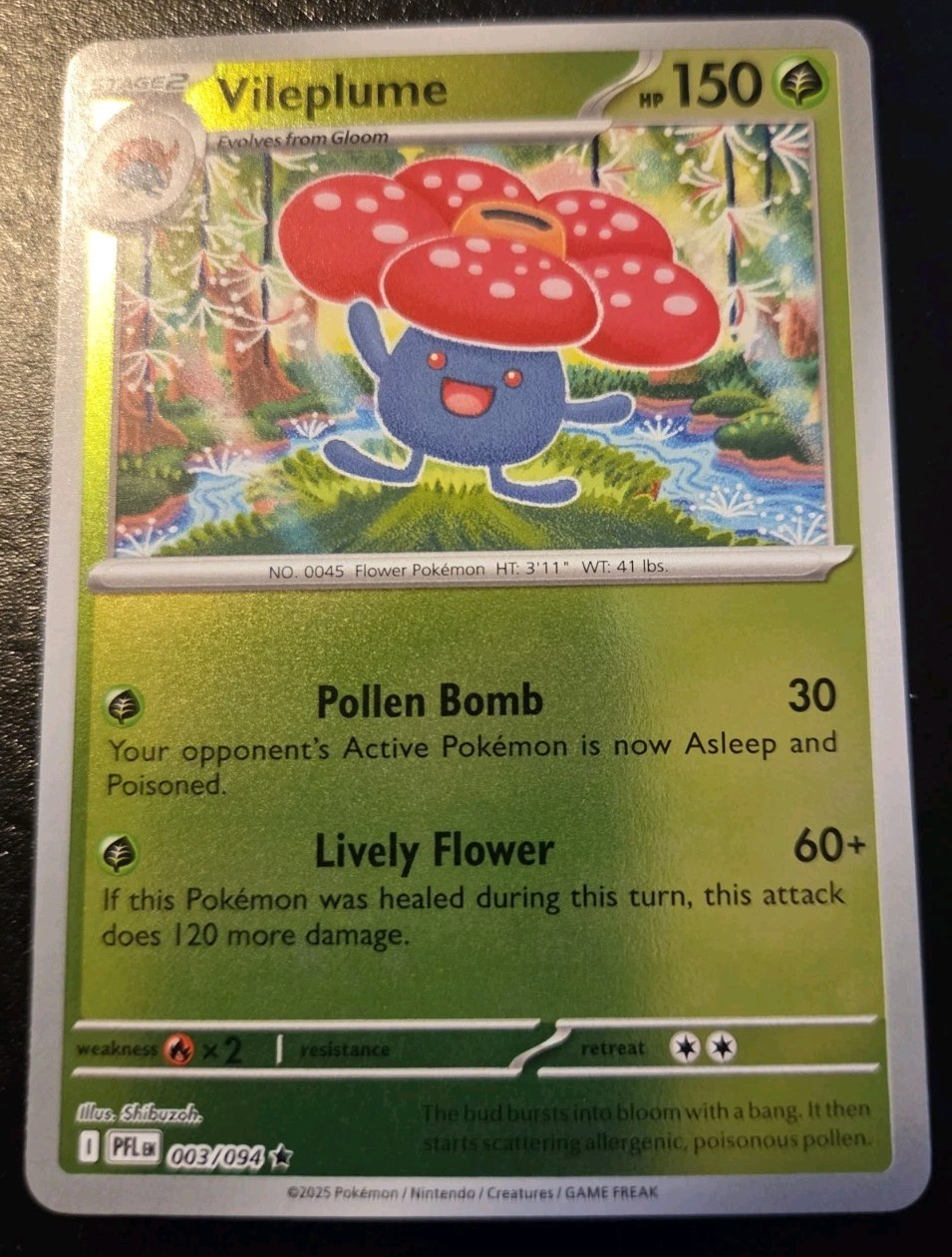 Vileplume 003/094 Reverse Holo Rare Phantasmal Flames Pokemon TCG