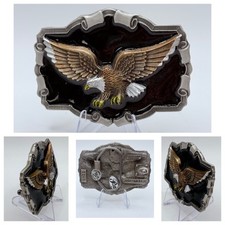Cowboy Eagle Belt Buckle Western Biker Cowgirl Patriot Vtg 90s GAP Solid Pewter