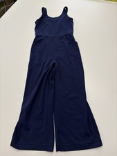 Athleta Girl Simone Biles Jumpsuit Girls 12 Blue Sleeveless Wide Leg Pockets