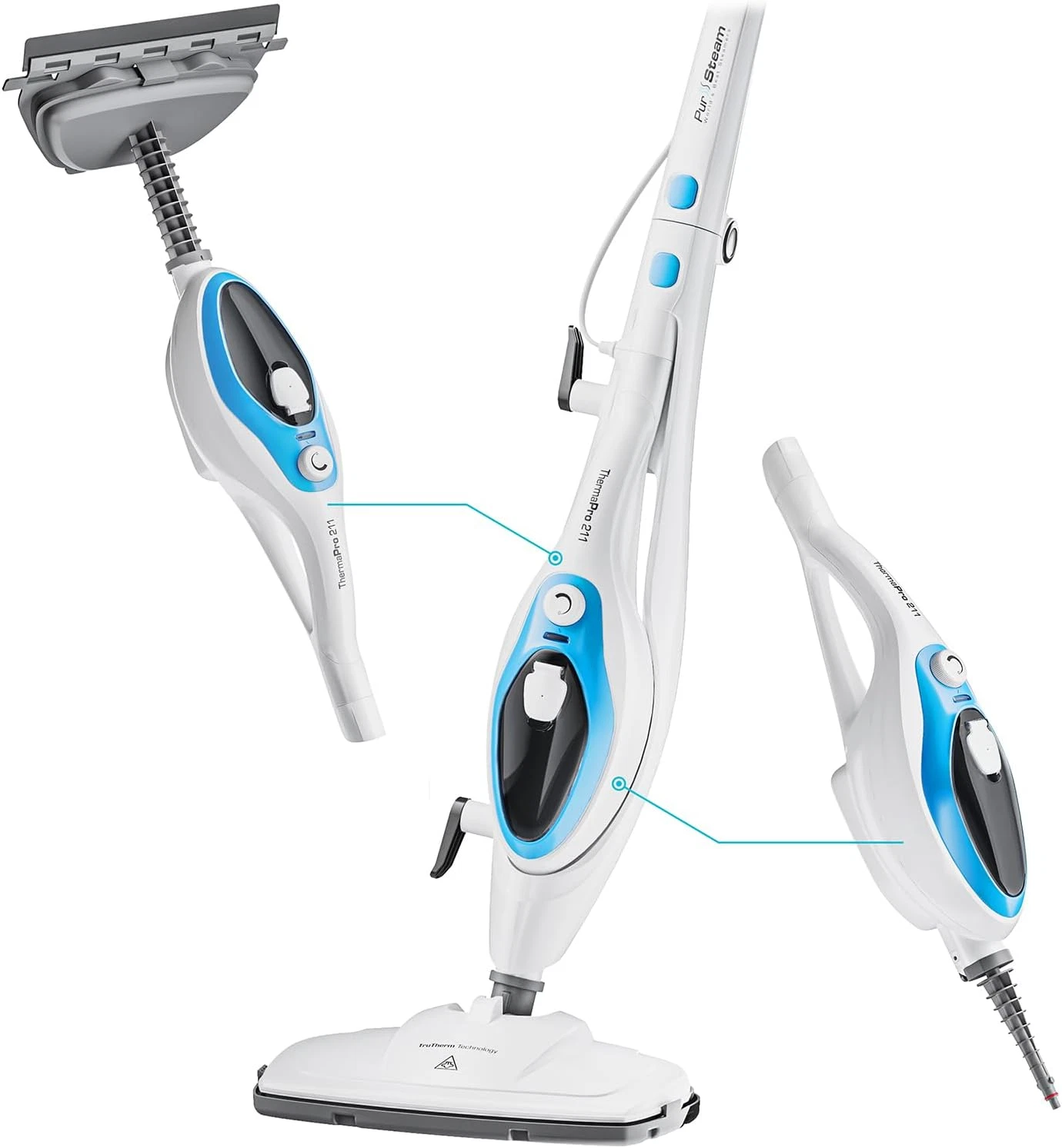 Pursteam 10-In-1 Steam Mop, Floor Steamer with Detachable Handheld Steam Cleaner