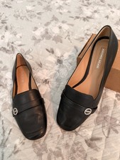 Antonio Melani Madeli Black Leather Loafers Women s 6M Square Toe Flats