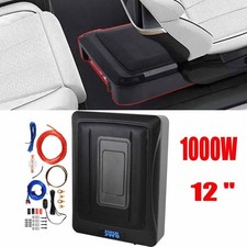 12' Ultradünner Auto Untersitz Aktiv Subwoofer Bassbox & Verstärker + Kabelset