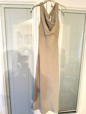 Zara Women's Beige Cowl Neck Sleeveless Maxi Dress Metallic Accent Size S