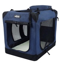 EliteField 3-Door Folding Soft Dog Crate   Navy Blue 24"L x 18"W x 21"H New