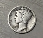 1921-D Denver Mint Silver Mercury Dime Fine Condition Key Date
