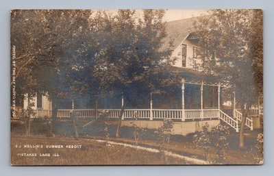 #ad #ad SJ Mellin Summer Resort PISTAKEE LAKE Illinois RPPC Antique McHenry Photo 1909 $49.99