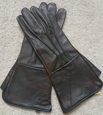 Men Leather Waxed Black Medieval Long Cuff Glove Size Medium