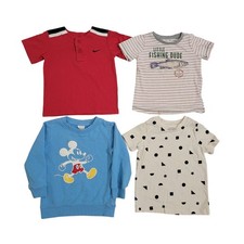 Mixed Brands 12-18M Tops Bundle Toddler Boy Blue Red Striped Geometric 4pc Lot