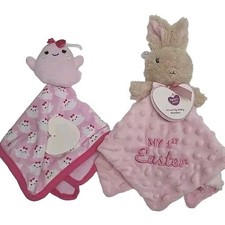 NEW Parents Choice Pink Plush Lovey Easter Bunny Halloween Ghost Baby Lot Of 2
