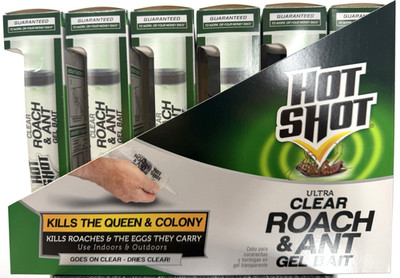 6 PACK - Hot Shot Ultra Clear Roach and Ant Gel Bait Killer Poison Queen Colony