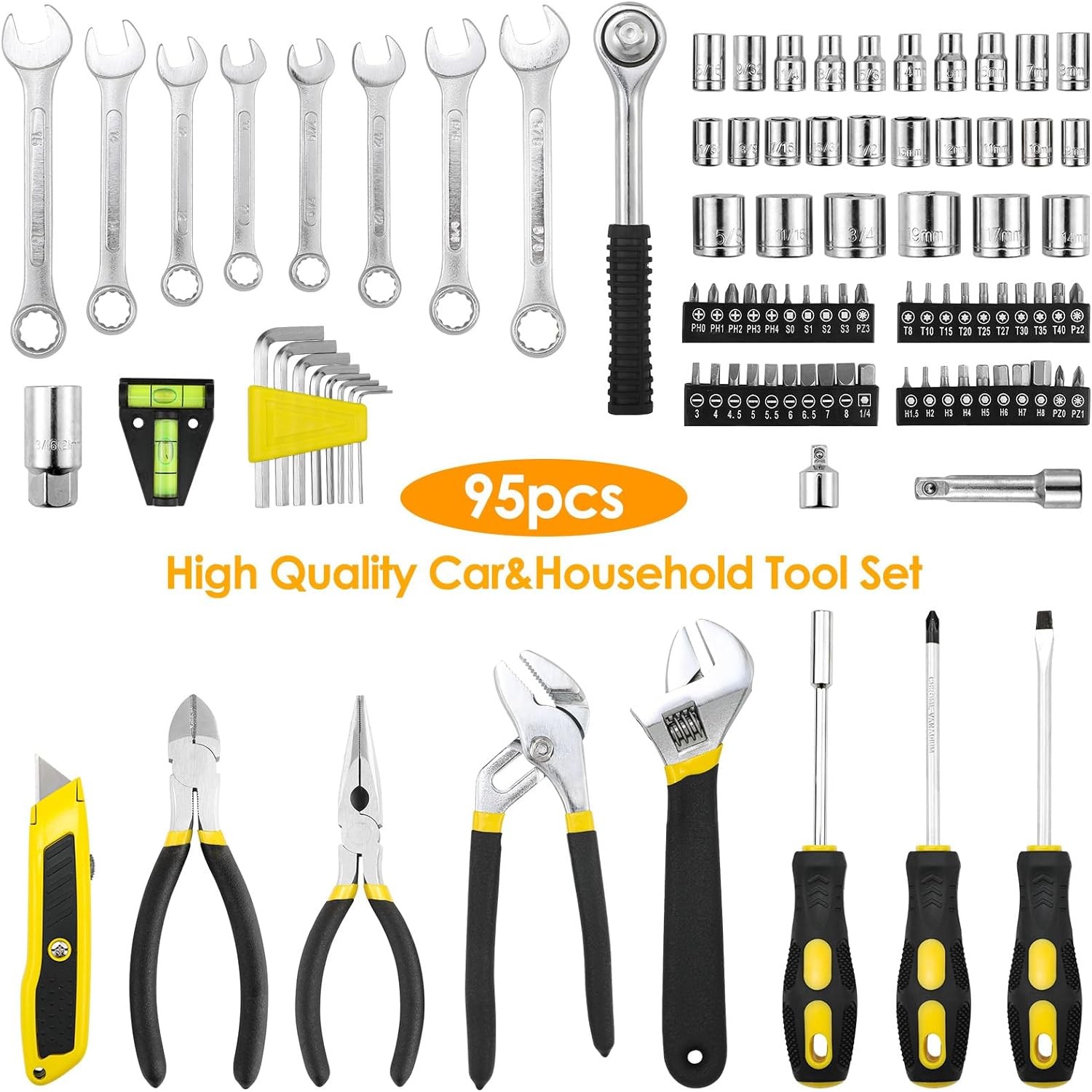 95pcs Mechanics Tool Set Portable Toolbox with Adjustable Wrench for Garage alternate view 3