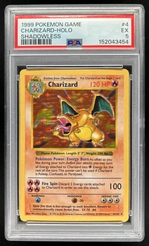 1999 Pokemon Shadowless Charizard Holo #4/102 PSA 5
