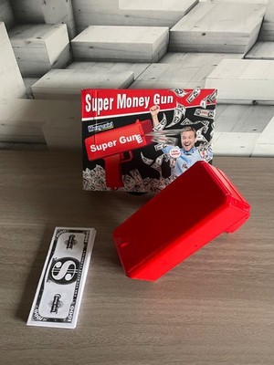 Super Geldpistole mit Papiergeld, klassisch rot, Make it Rain!