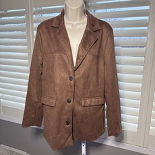 Chocolate brown faux suede blazer jacket Bust 38-40  