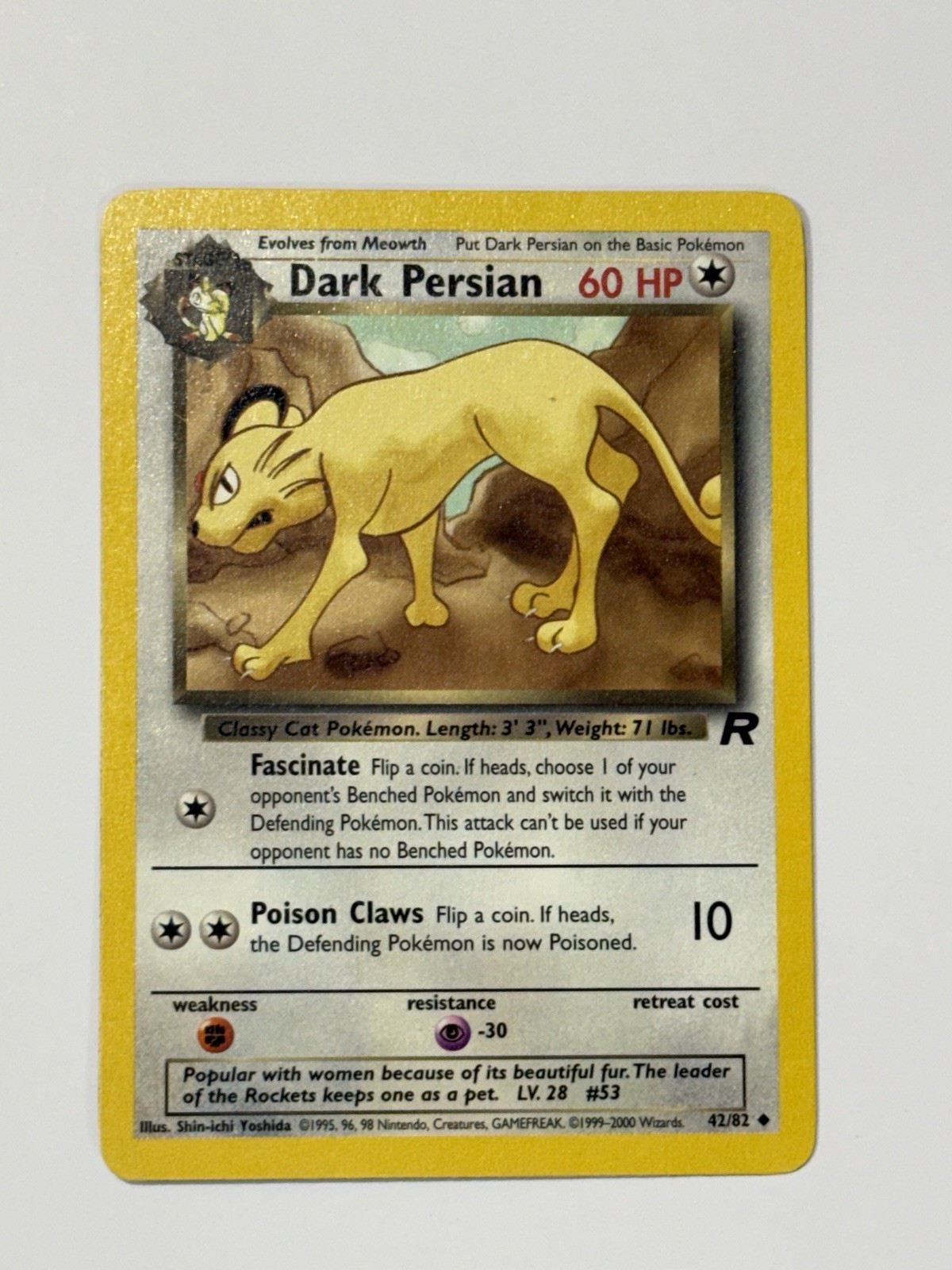Dark Persian 42/82 Team Rocket Regular Wotc Vintage 2000 Pokemon TCG LP