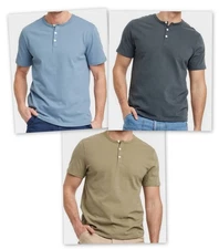 Men's Vintage Short Sleeve Henley Shirt Goodfellow & Co Cotton Jersey Midweight