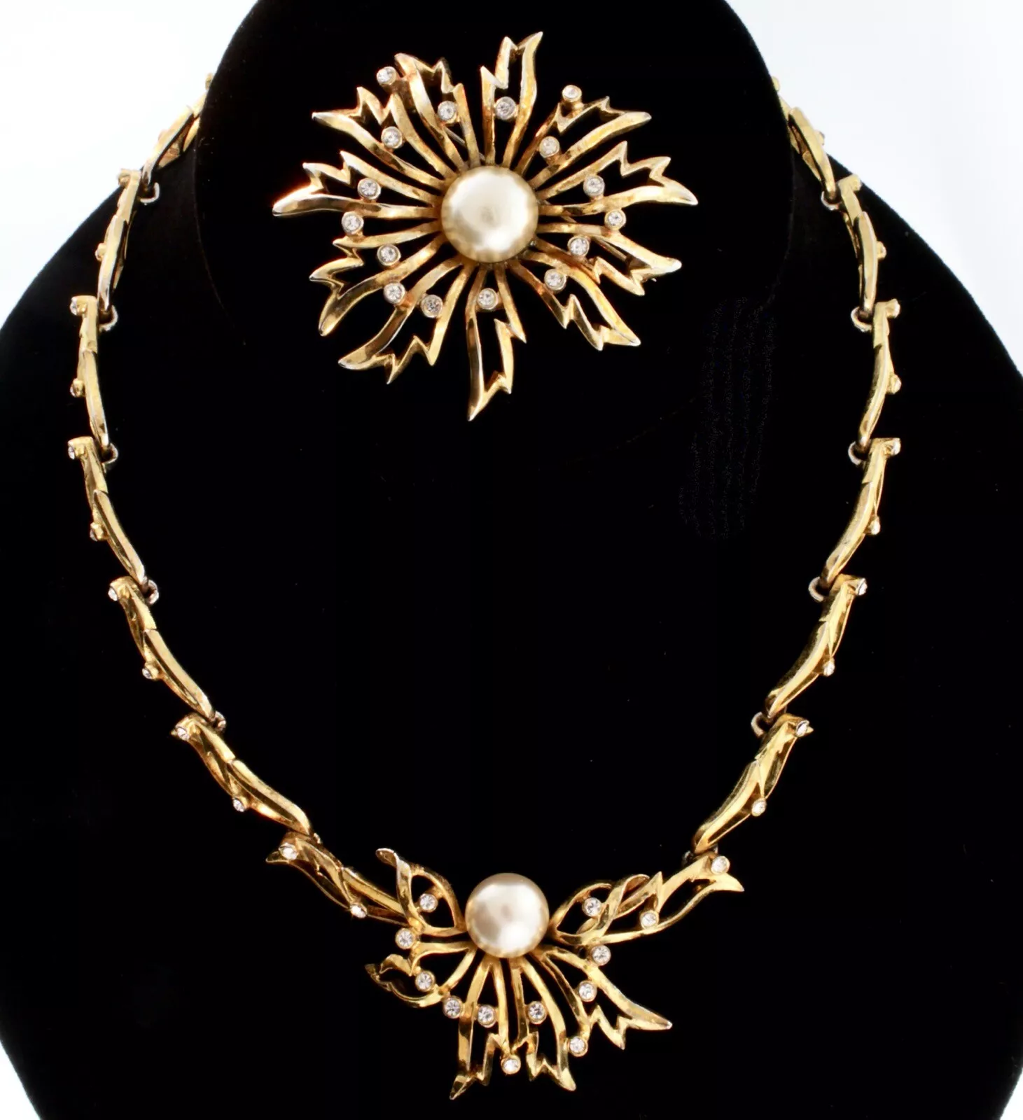 ENSEMBLE collier et épingles strass fleur vintage Christian Dior par Mitchell Maer
