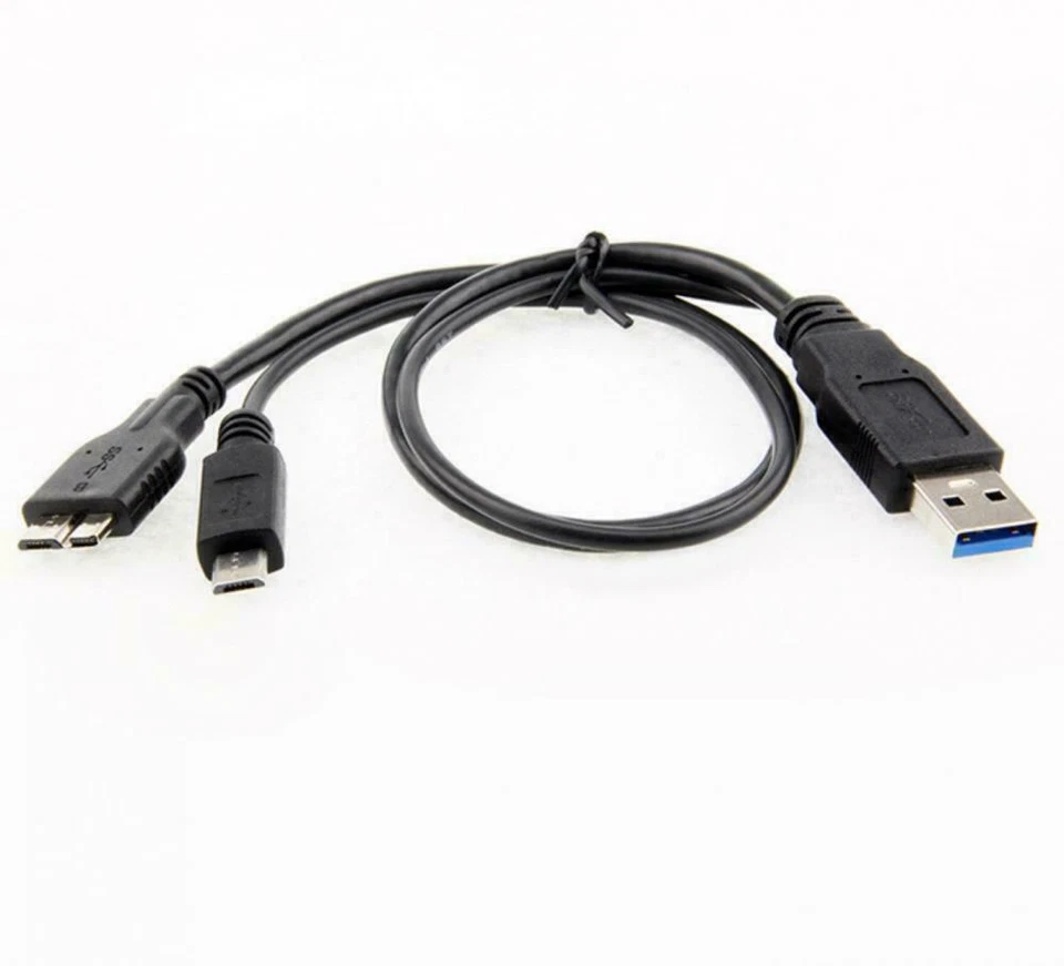 30cm USB-A 3.0 Male to Micro 5 pin + Micro B Splitter Cable for HDD  - Image 2 of 3