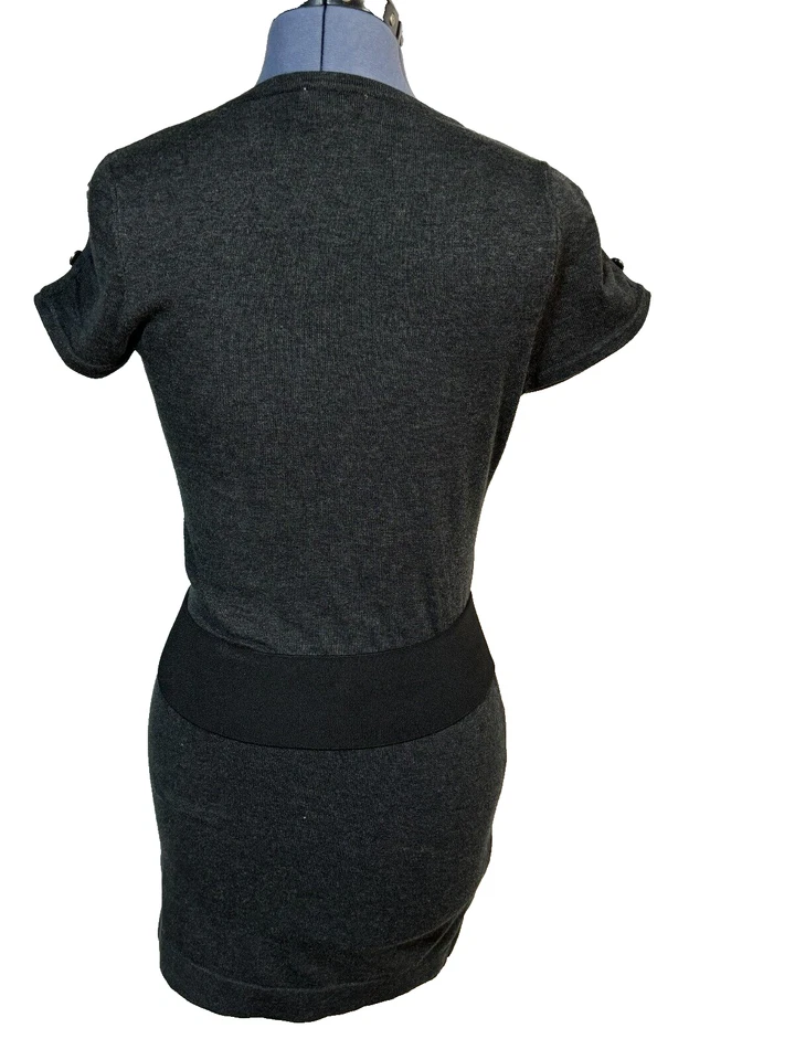 Body Central Ladies' Dress S Bodycon Belt Gray Buttons New Belt Stretch Metal - Image 2 of 4