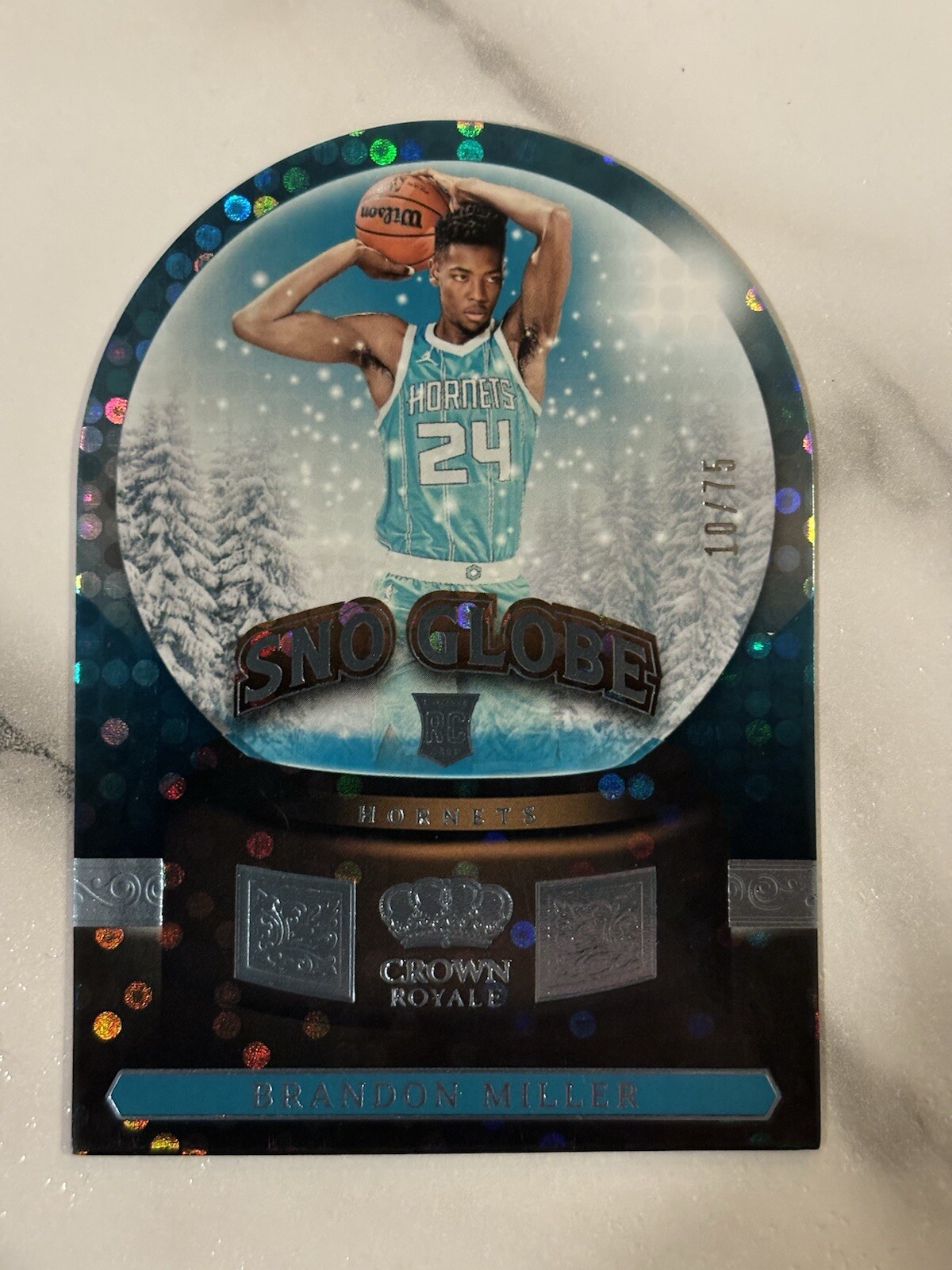 2023-24 Panini Crown Royale Brandon Miller Sno-Glode Blue Disco RC /75, RARE...