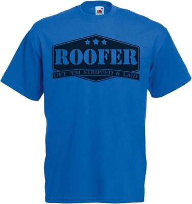 Herren gestreift & gelegt Dachdecker Bau Handwerker Unisex blau T-Shirt