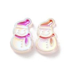 20x AB Color Christmas Snowman Beads UV Plating Acrylic Xmas Mini Snowman Beads