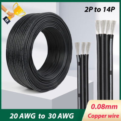 Black Silicone Flexible Cable Wire Multi-Core 2-14Pin Insulation Connection Wire