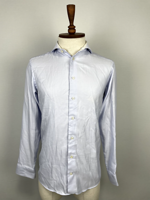 slim fit dress slacks Eton Signature Twill Dress Shirt In-Light Blue Slim / 15 3/4 / Solid main image 0