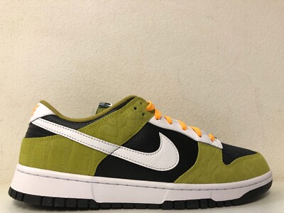 Nike By You Dunk Low Croc Olive Green White Black FJ2253-901 Men's