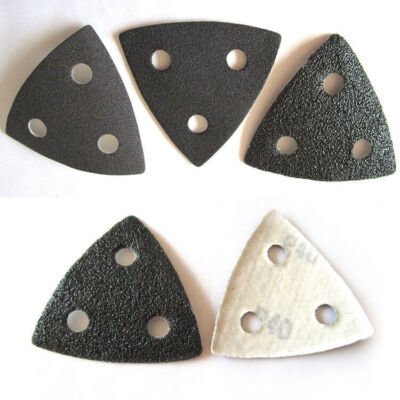 80mm 3 Holes Triangle Sanding Sheets Discs 40/80/120 Grit Hook Loop Sandpaper