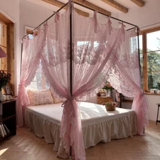 Luxury Canopy For Bed Drapes French Romantic Lace Mosquito Net & Alufer Frames