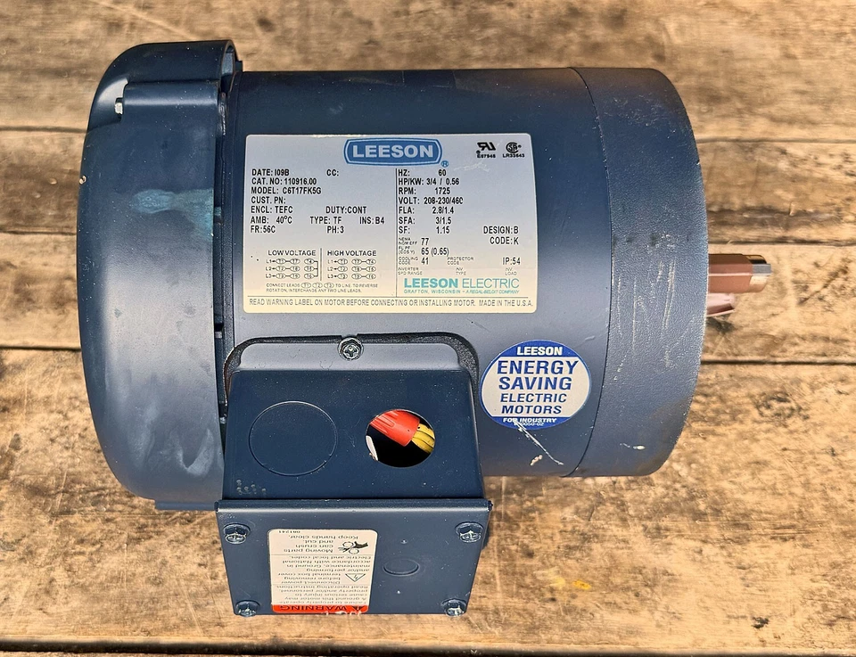 Rebuilt Leeson C6T17FK5G Electric Motor 3/4HP 110916.00 0.75hp 1725rpm 3ø TEFC - Image 2 of 4
