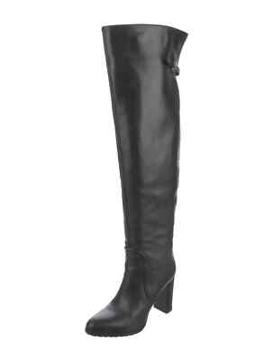 Sergio Rossi Black Leather Over-The-Knee Boots Size 7.5 IT 37.5