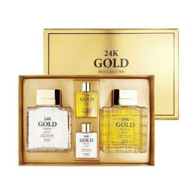 ANJO 24K Pure Gold Skin Care for Man Set, Korean Cosmetics, Kbeauty, sample