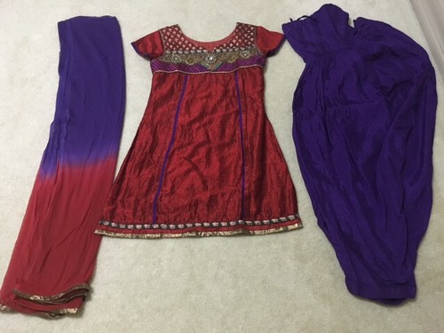 Women Stitched Salwar Kameez suit Kurti Saree Sari dress Sz S M maroon Purple