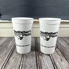 Vintage White Plastic GODFATHERS PIZZA Soda Cup