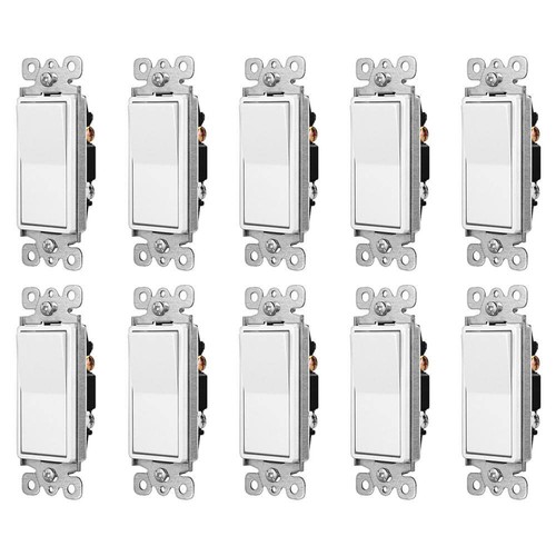 Interruttore A Bilanciere Decorator, Confezione Da 20 Unipolare 3 Fili Messa A Terra 15 A 120 V 277 V Bianco~p144654331