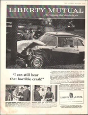 1956 Vintage ad Liberty Mutual Insurance retro crashed car pole photo 08/01/24