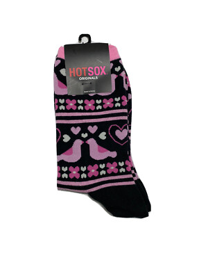 Hot Sox Women Valentine Day Crew Socks Black Shoe Size 4-10