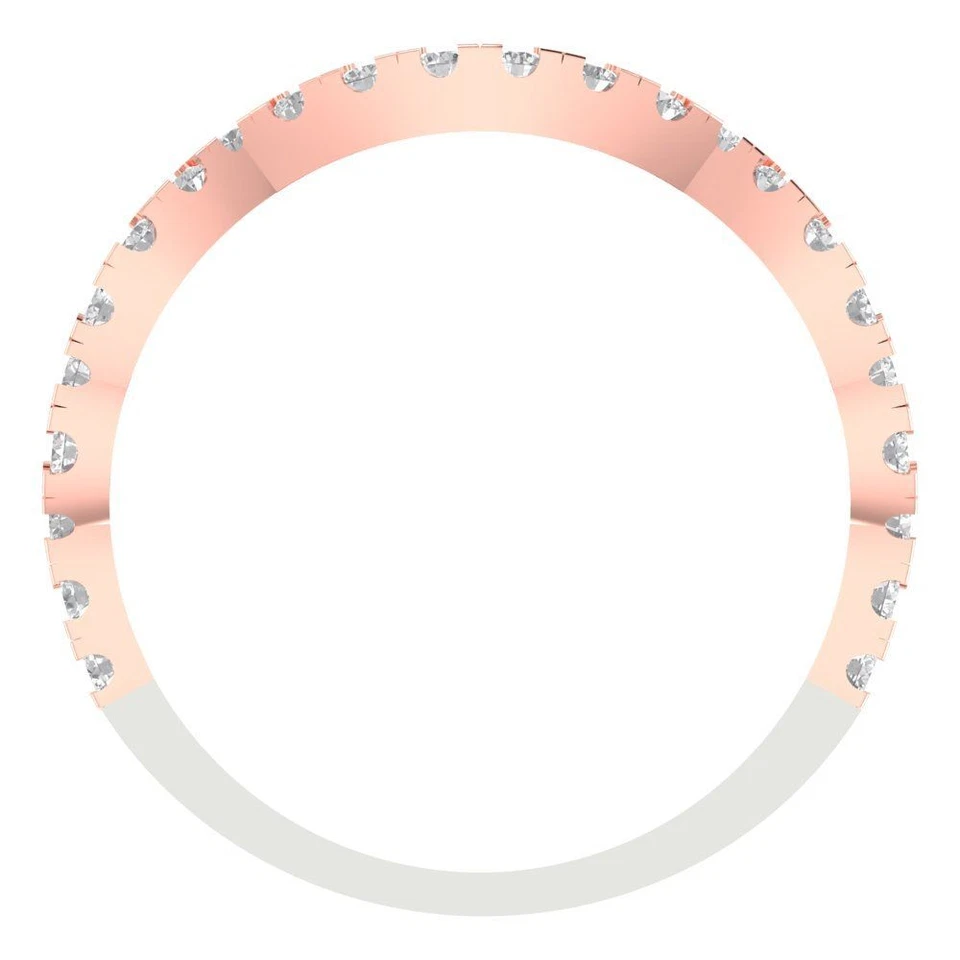 VVS1 Zirconia Diamond Half-Eternity Ring, Solid Gold Stackable Band (0.36 cttw) - Image 4 of 4