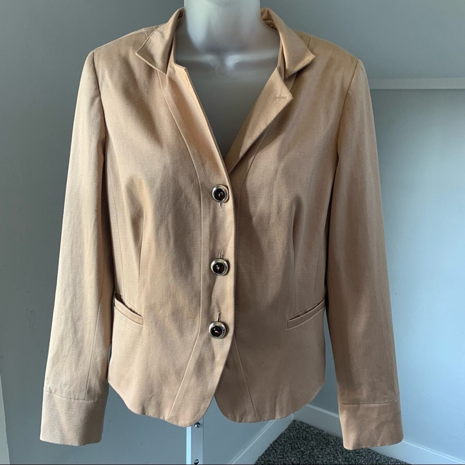 Etcetera Tan 3 Button Down Collared Woman's Blaze… - image 1