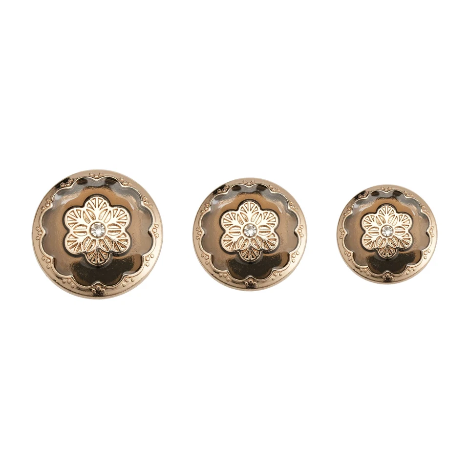 5pcs Flower Crystal Metal Button, Vintage Style for Sewing & DIY Crafts - Image 3 of 3