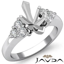 Natural Round Diamond 3 Stone Marquise Mount Engagement Ring Platinum 950 0.3Ct