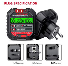 HABOTEST HT107 Pro Socket Tester - RCD Test, Voltage, Ground/Neutral, UK Plug