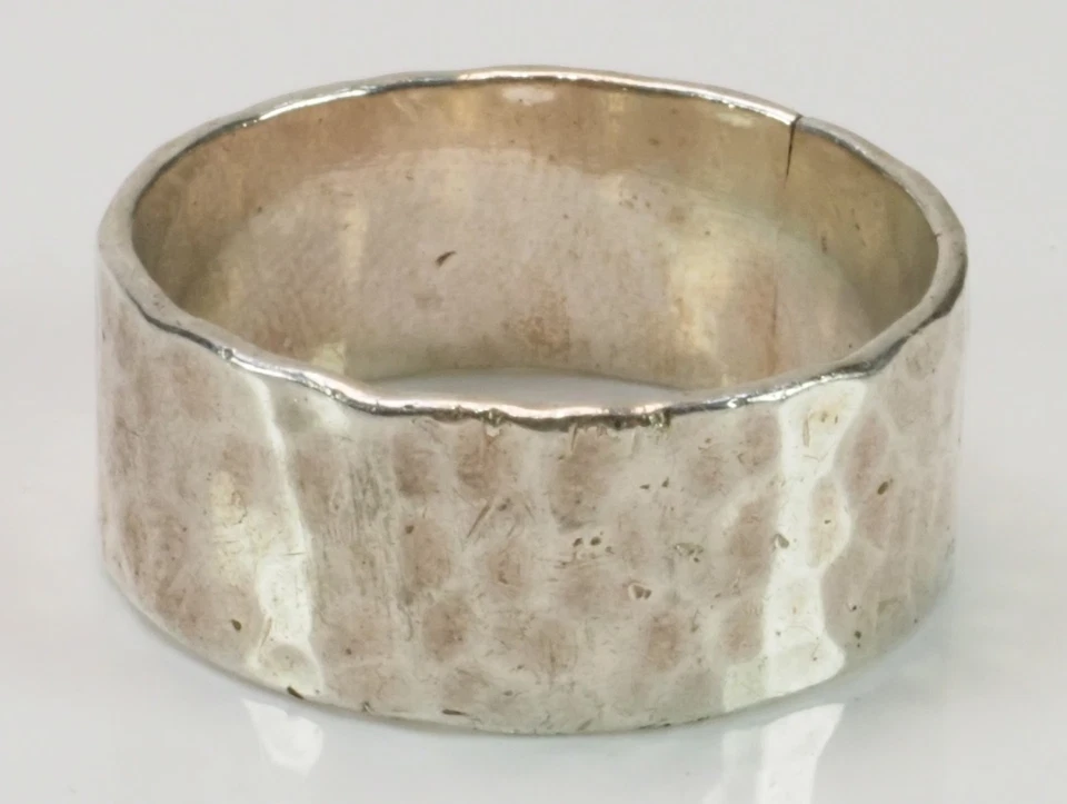 Breiter gehämmerter Bandring 925 Sterlingsilber 71 Hammerschlag Vintage; K118 - Bild 2 von 2
